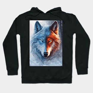 Fire and Ice Wolf Animal Hoodie